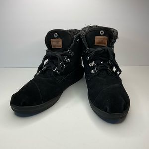 TOMS Black Highland Holden Fleece Suede Botas Ankle Boots Booties Shoes